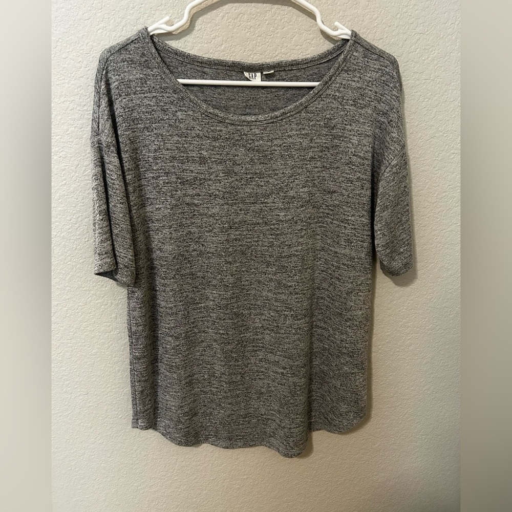 GAP Women's Grey Marl Dolman Sleeve Relaxed Fit Soft Knit T-Shirt Tee Top Size S - Picture 2 of 5